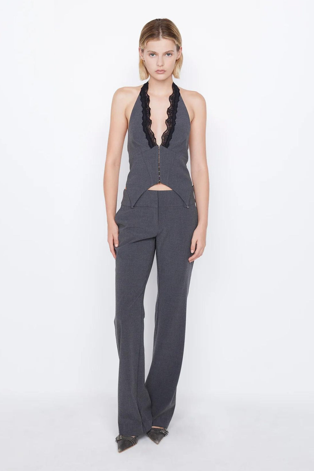 Naida Halter Top | Charcoal