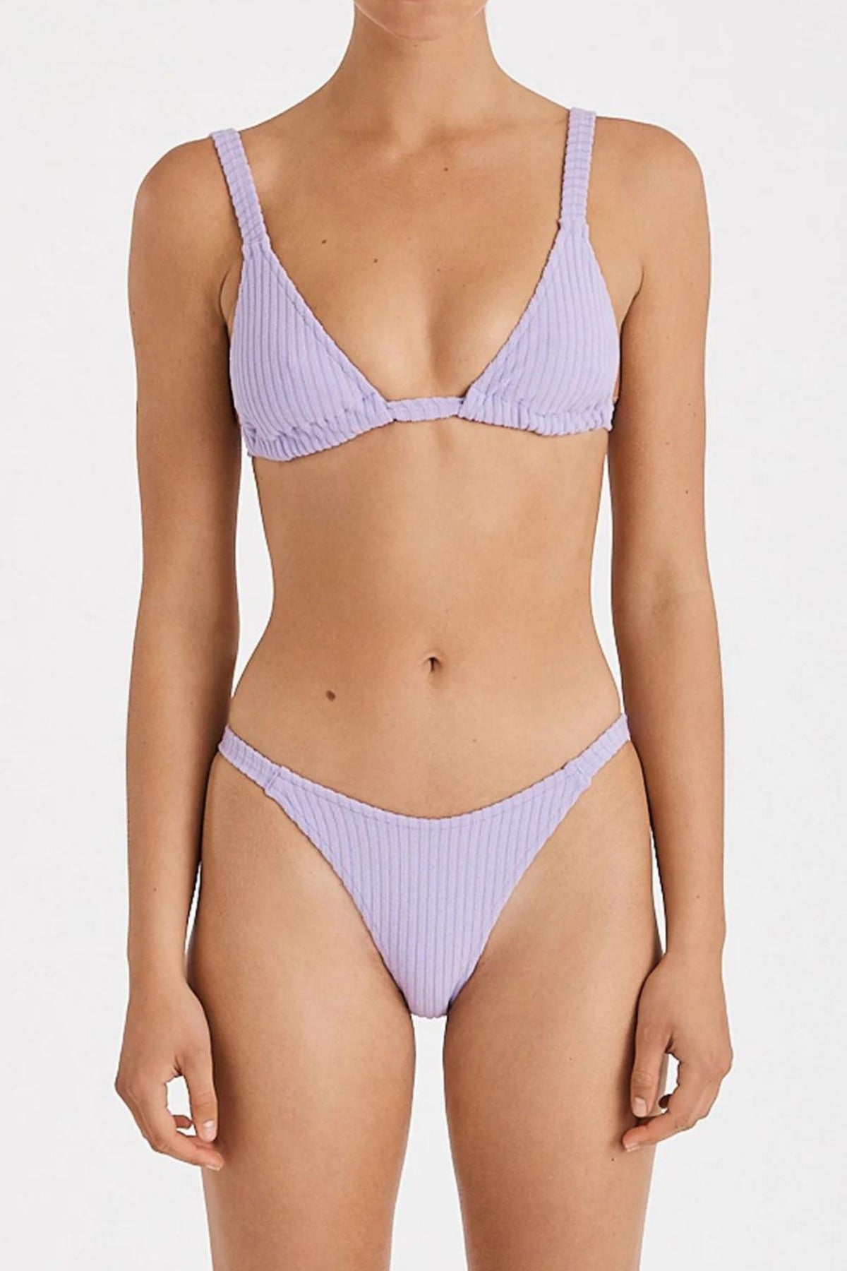 Curve String Brief | Lilac Cord Towelling