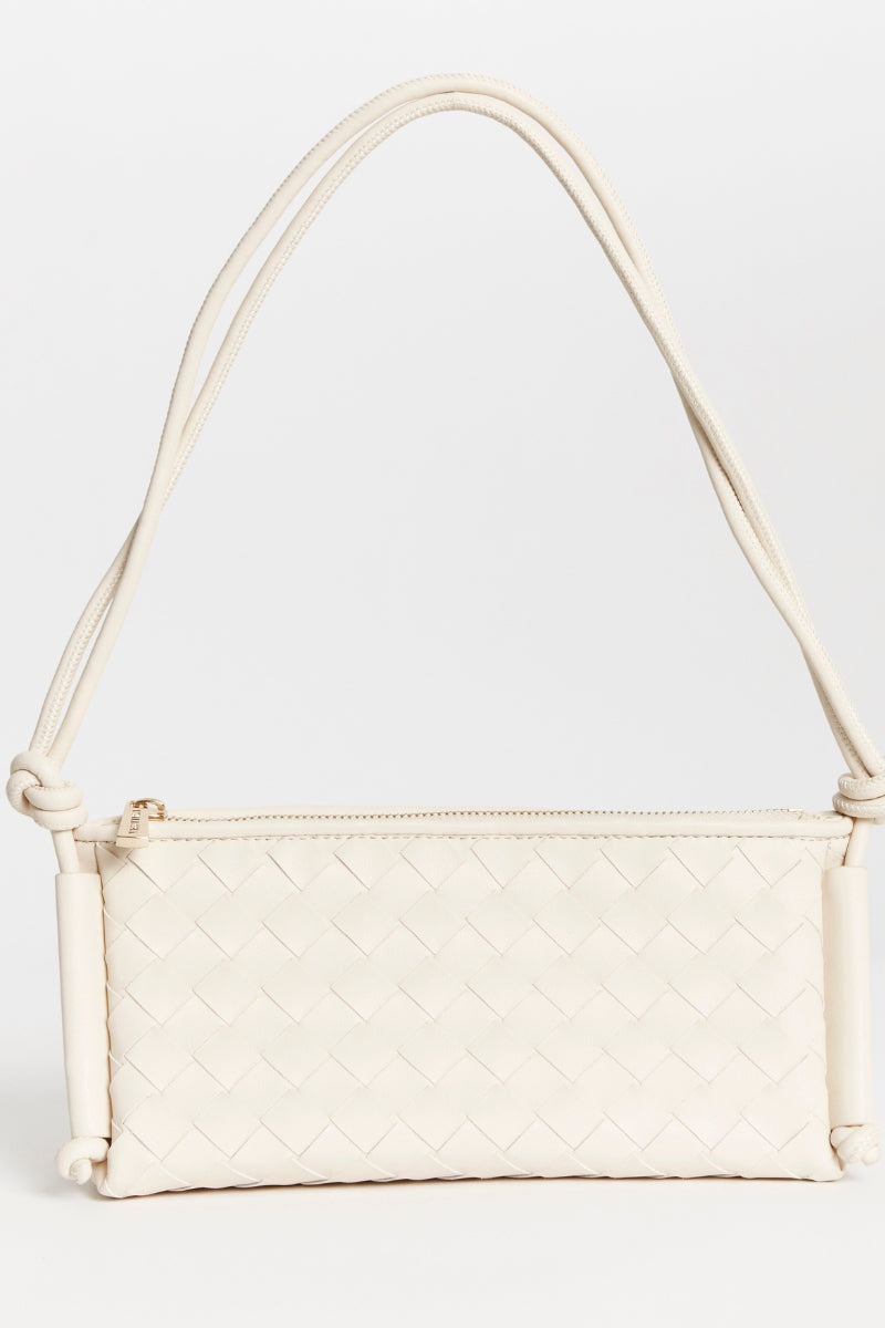 Daniella Ivory Triangular Woven Shoulder Bag