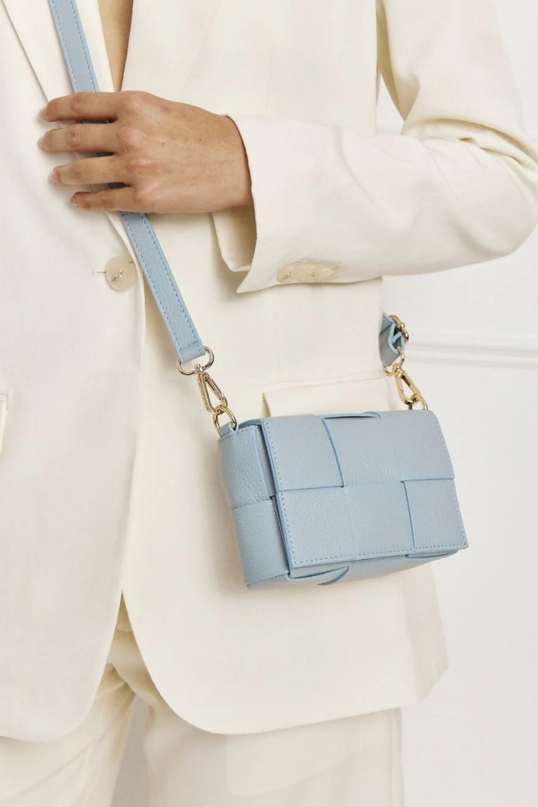 Margot Mini Woven Bag | Powder Blue