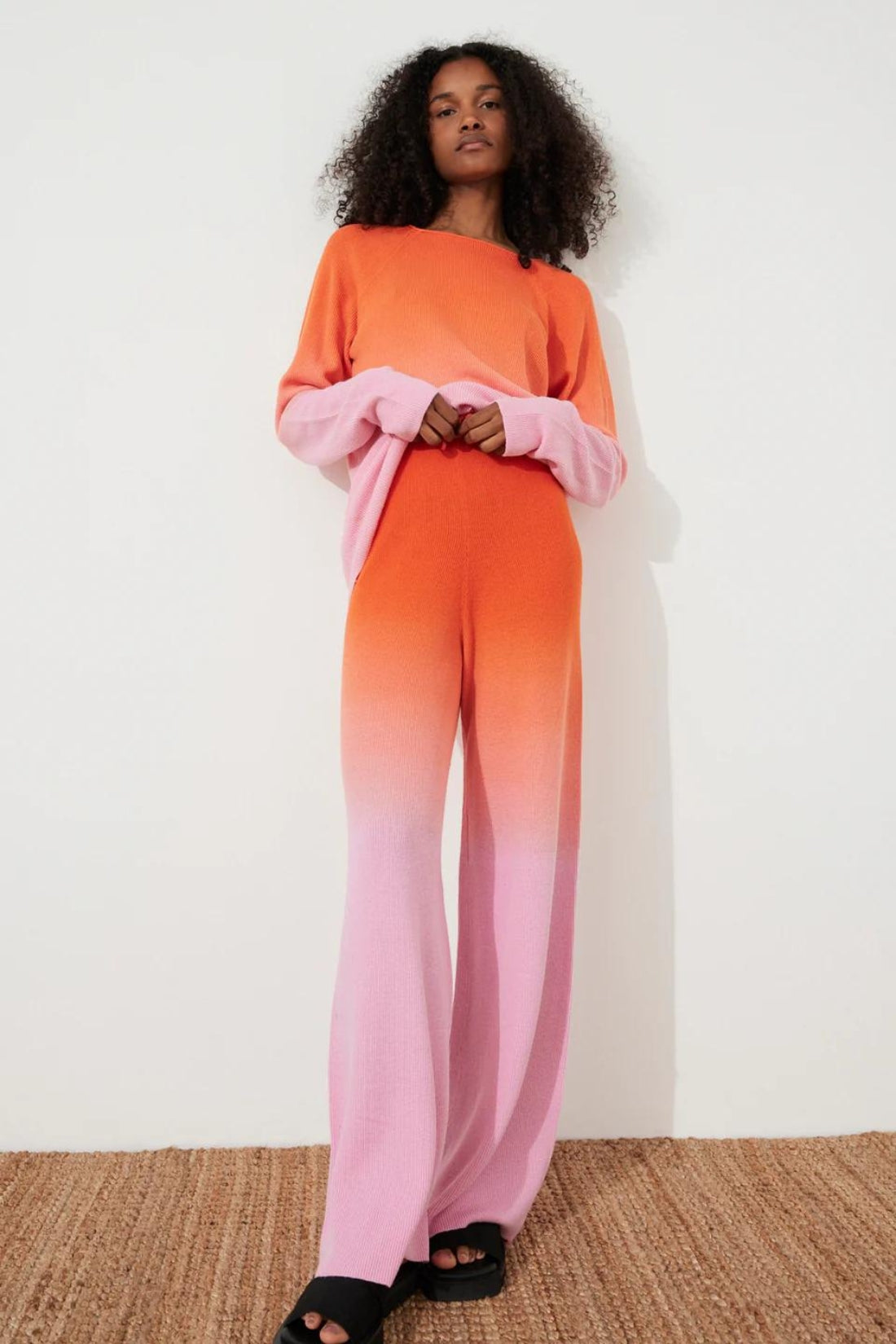 Merino Blend Knit Pant | Pink Ombre