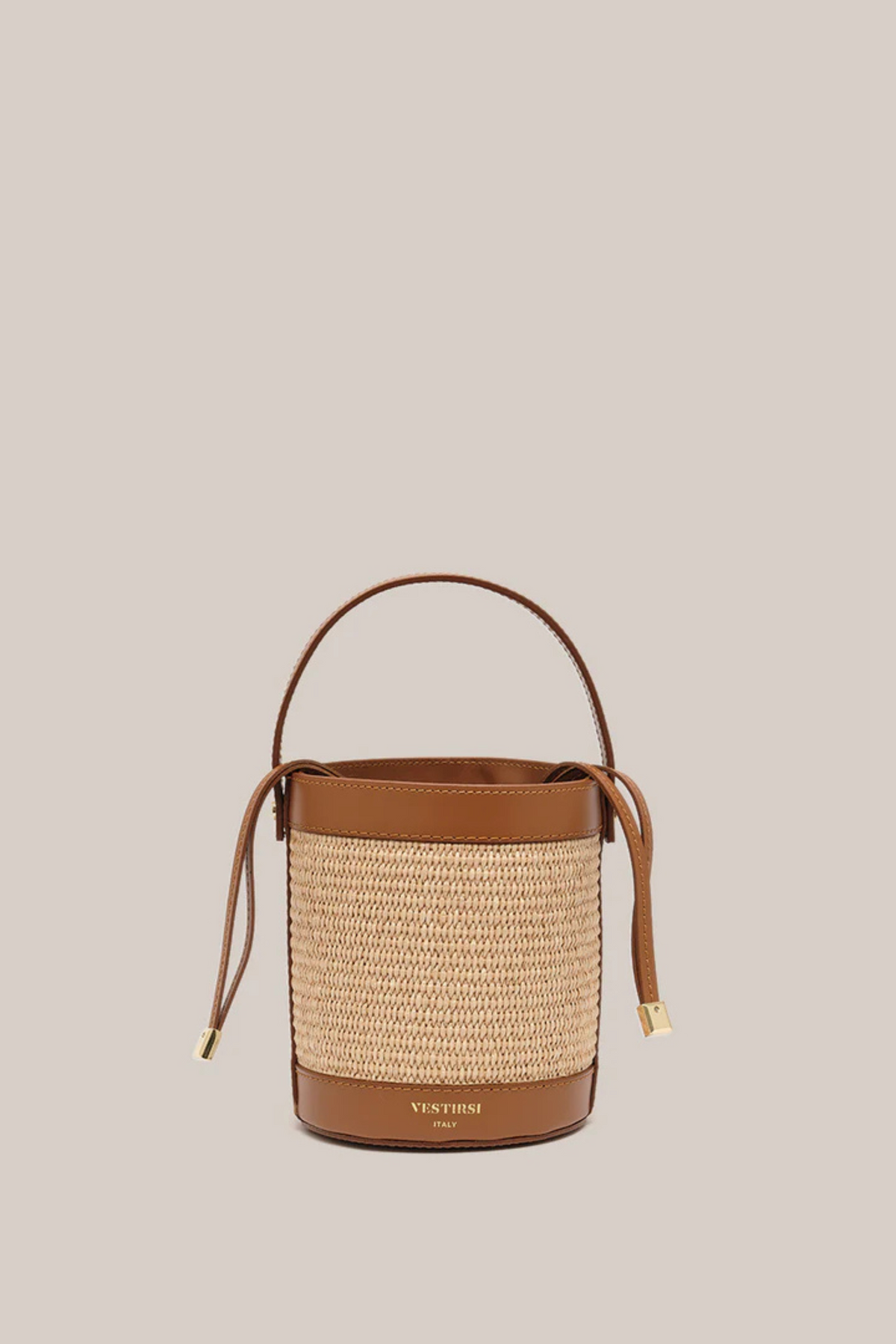 Brittany Tan Raffia Bucket Bag