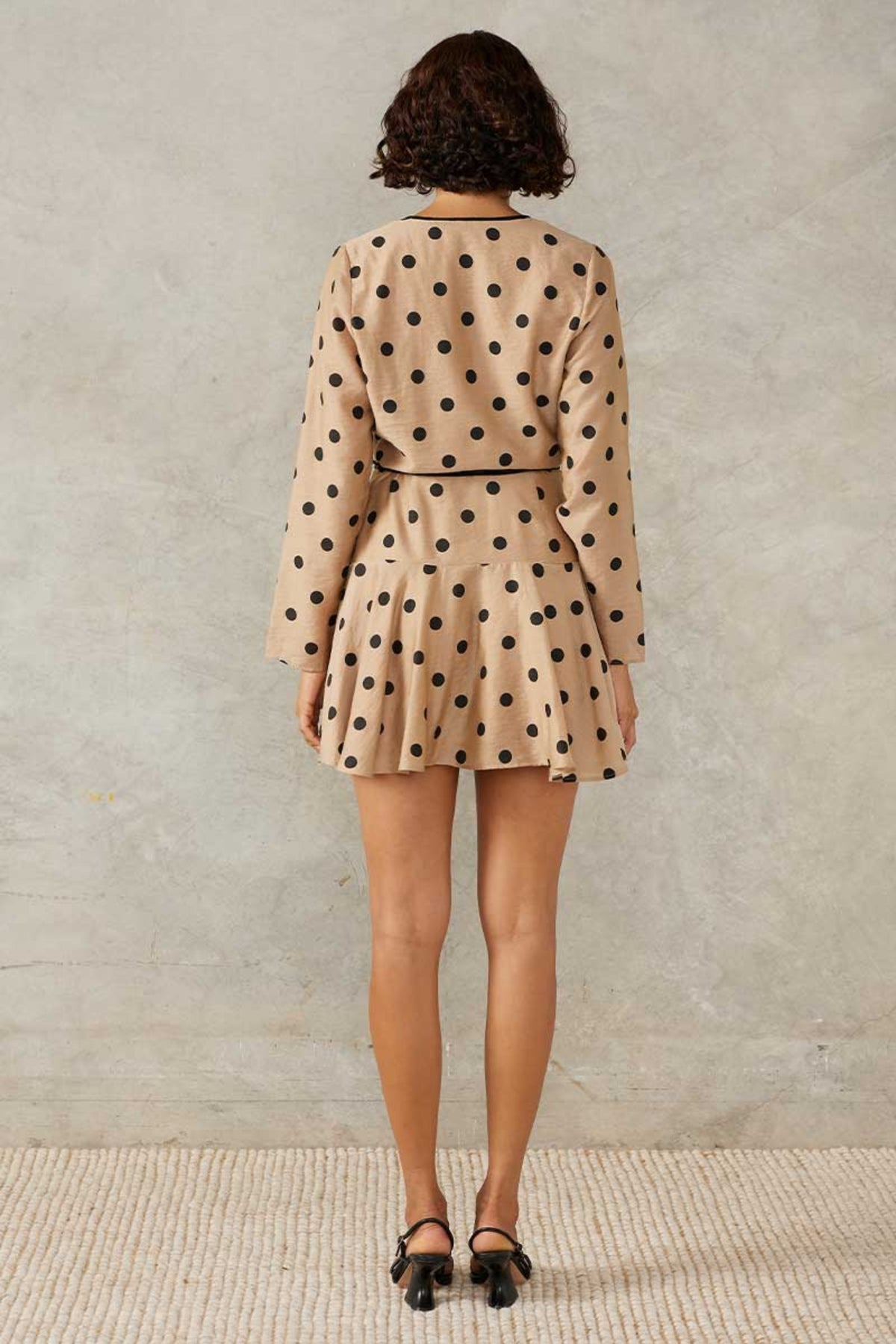 Lucinda Mini Dress | Mocha Polka Dot