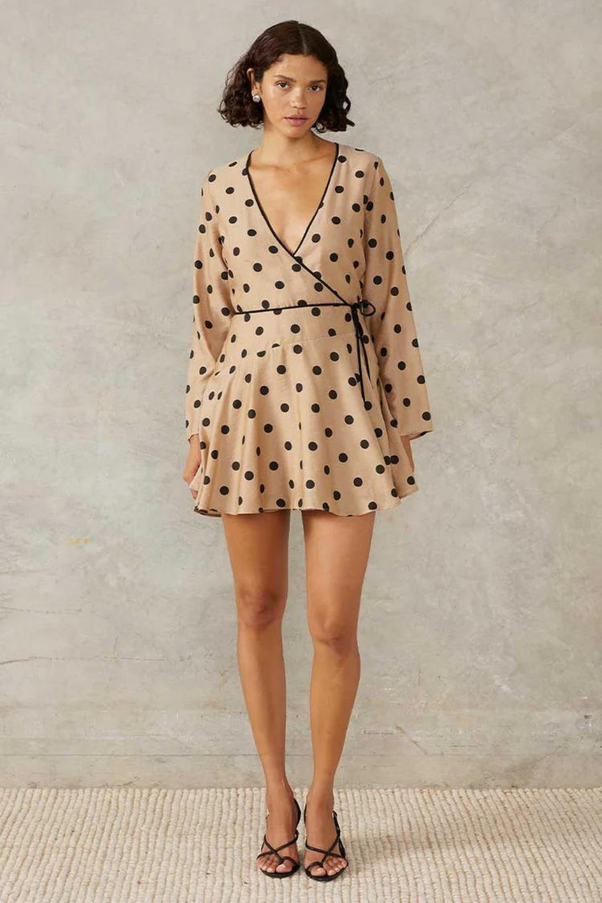 Lucinda Mini Dress | Mocha Polka Dot