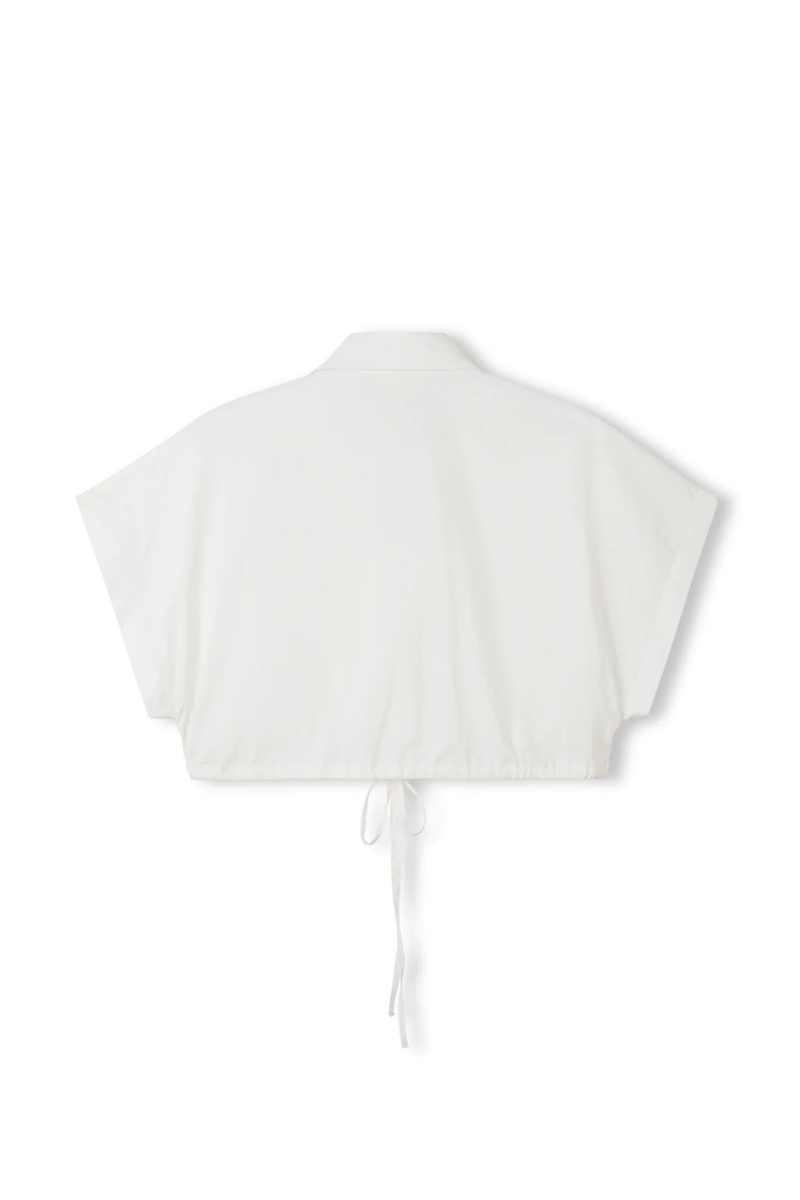 White Organic Cotton Blend Cropped Shirt