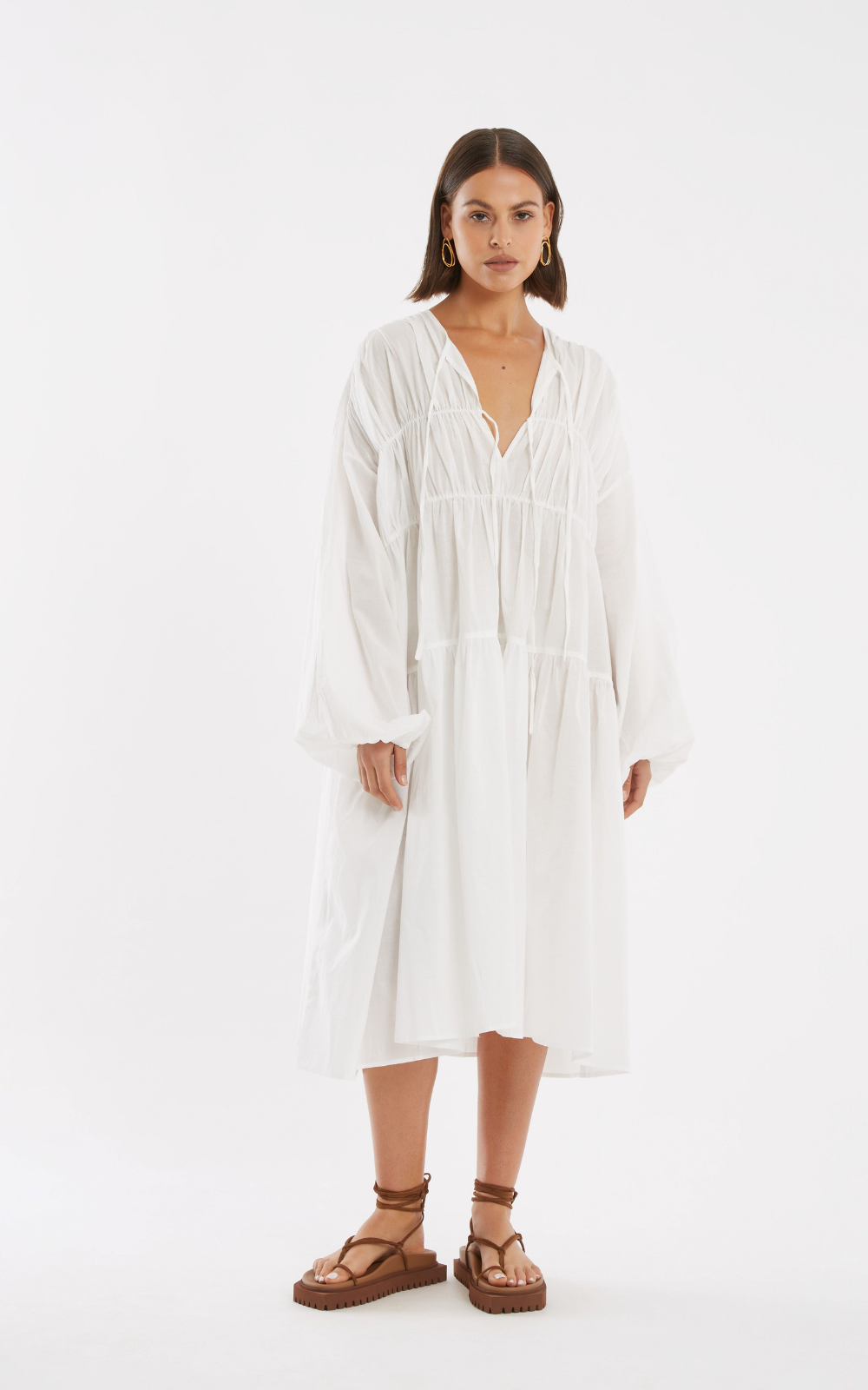 Organic Cotton Voluminous Dress - White