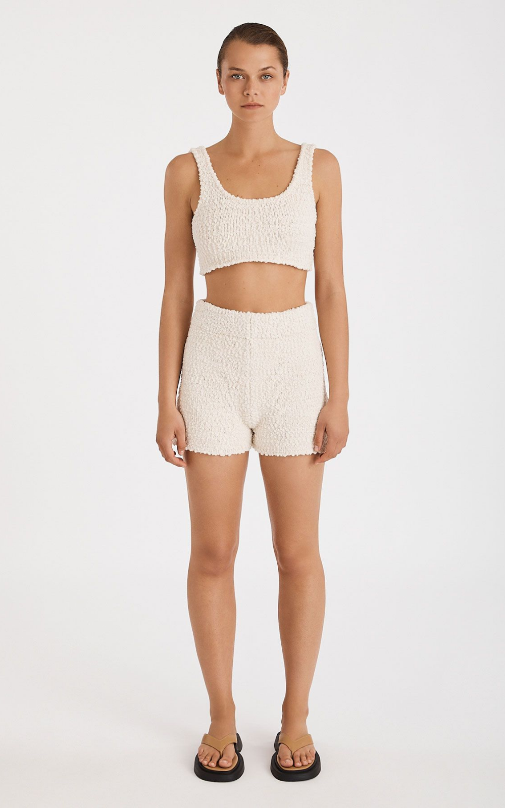 Recycled Cotton Boucle Knit Short - Ivory