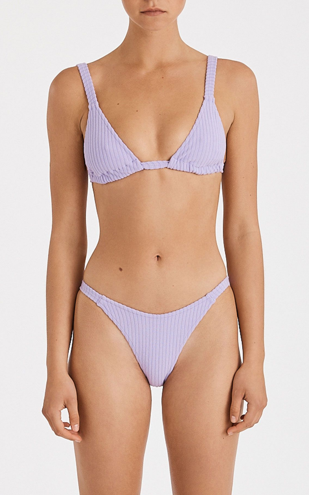 Lilac Cord Towelling Curve String Brief - Lilac